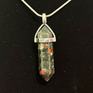 Authentic Dragons Blood Stone Pendant w/ sterling silver chain